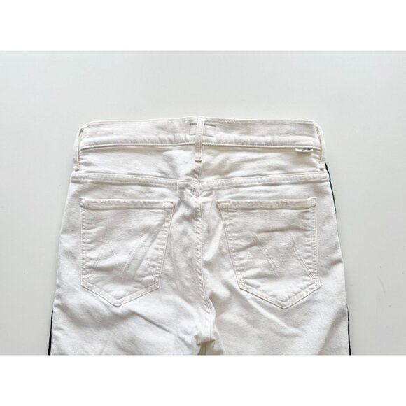 MOTHER The Insider Crop Step Fray White Striped Side Bootcut Jeans, Size 30 - Picture 10 of 16